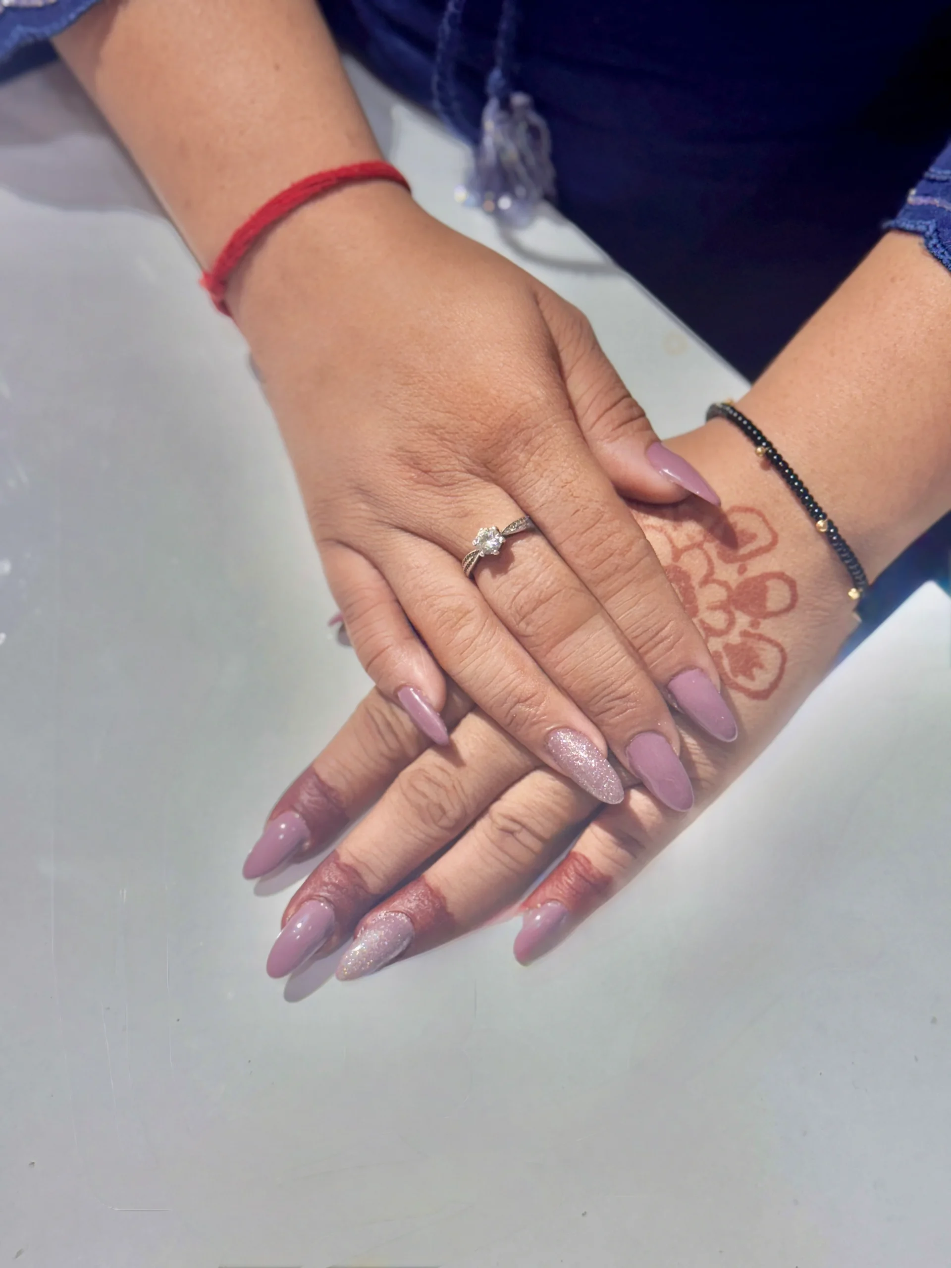 glitter-nude-nail-extension-kashish-glam-suratgarh